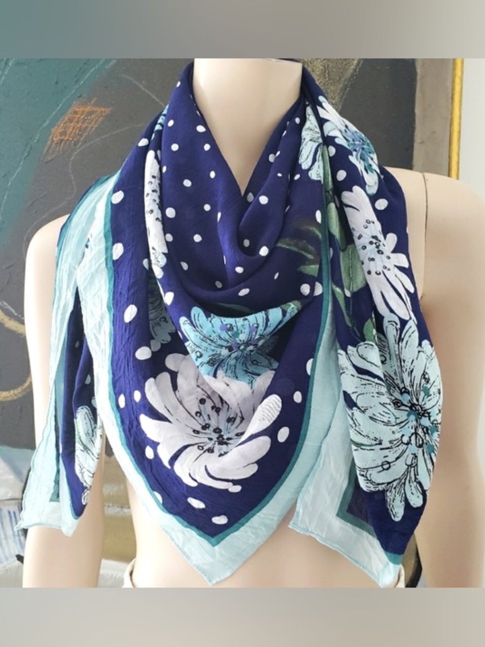 Paul & Joe x Uniqlo | Blue Floral Scarf